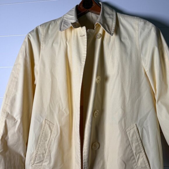 Vintage London Fog Womens Trench Coat Size 8 Petite Yellow Swing Jacket Overcoat - Picture 8 of 15